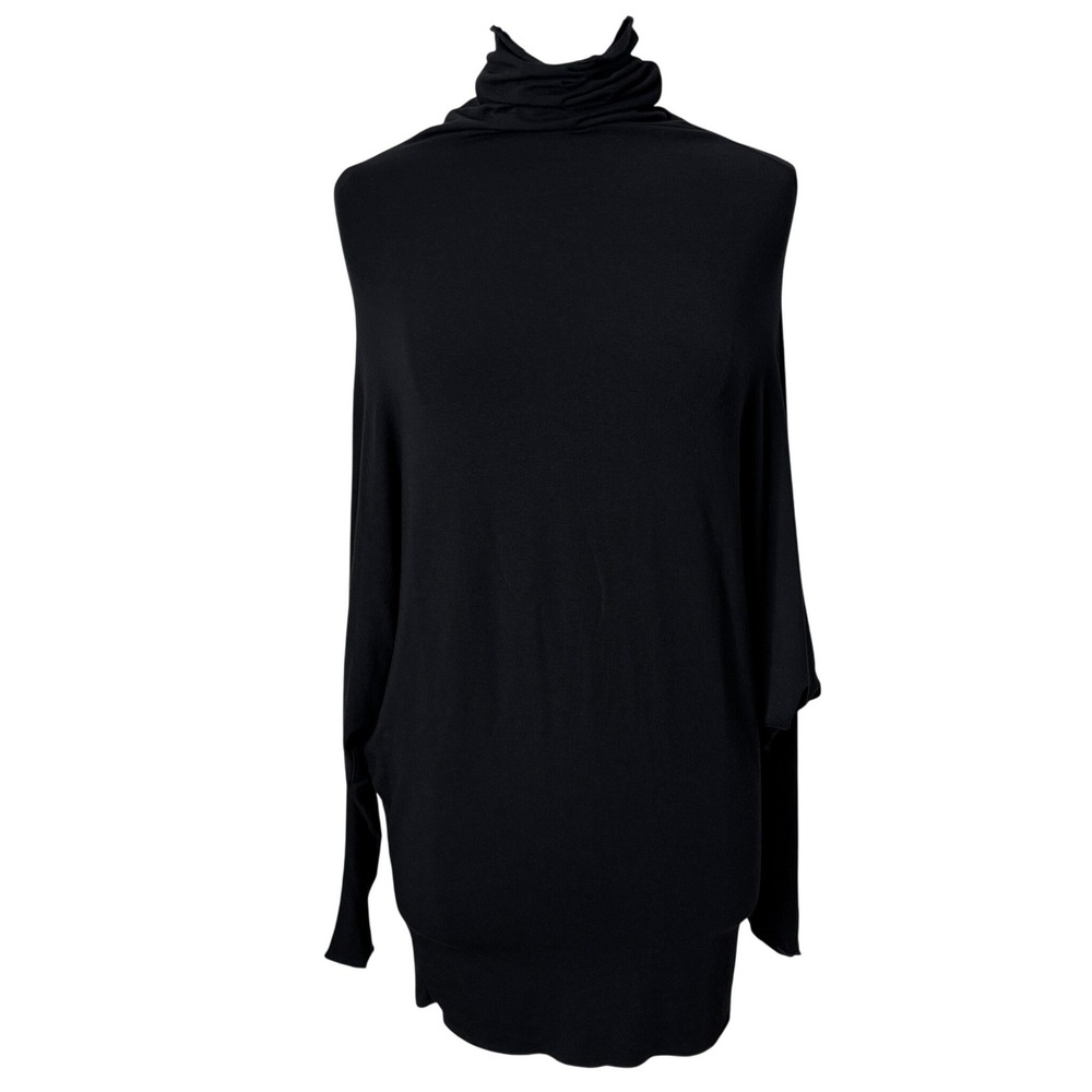 Ozai N Ku Black Batwing Turtleneck Tunic Top Micromodal Womens Large Minimalist